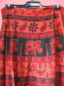 Cotton Handprinted Wrap Skirt