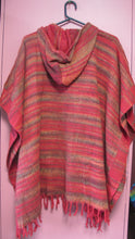 Load image into Gallery viewer, Striped soft poncho with hood