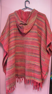 Striped soft poncho with hood