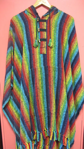 Striped Poncho with Hood