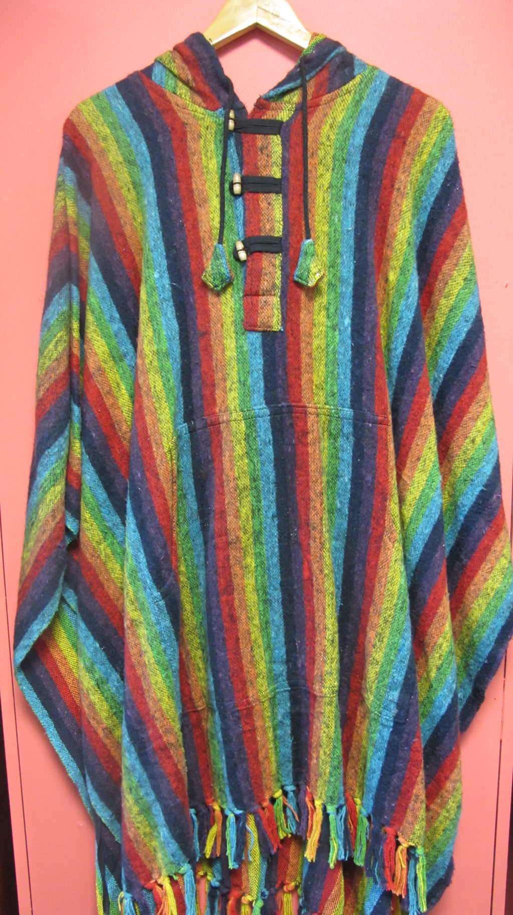 Striped Poncho with Hood