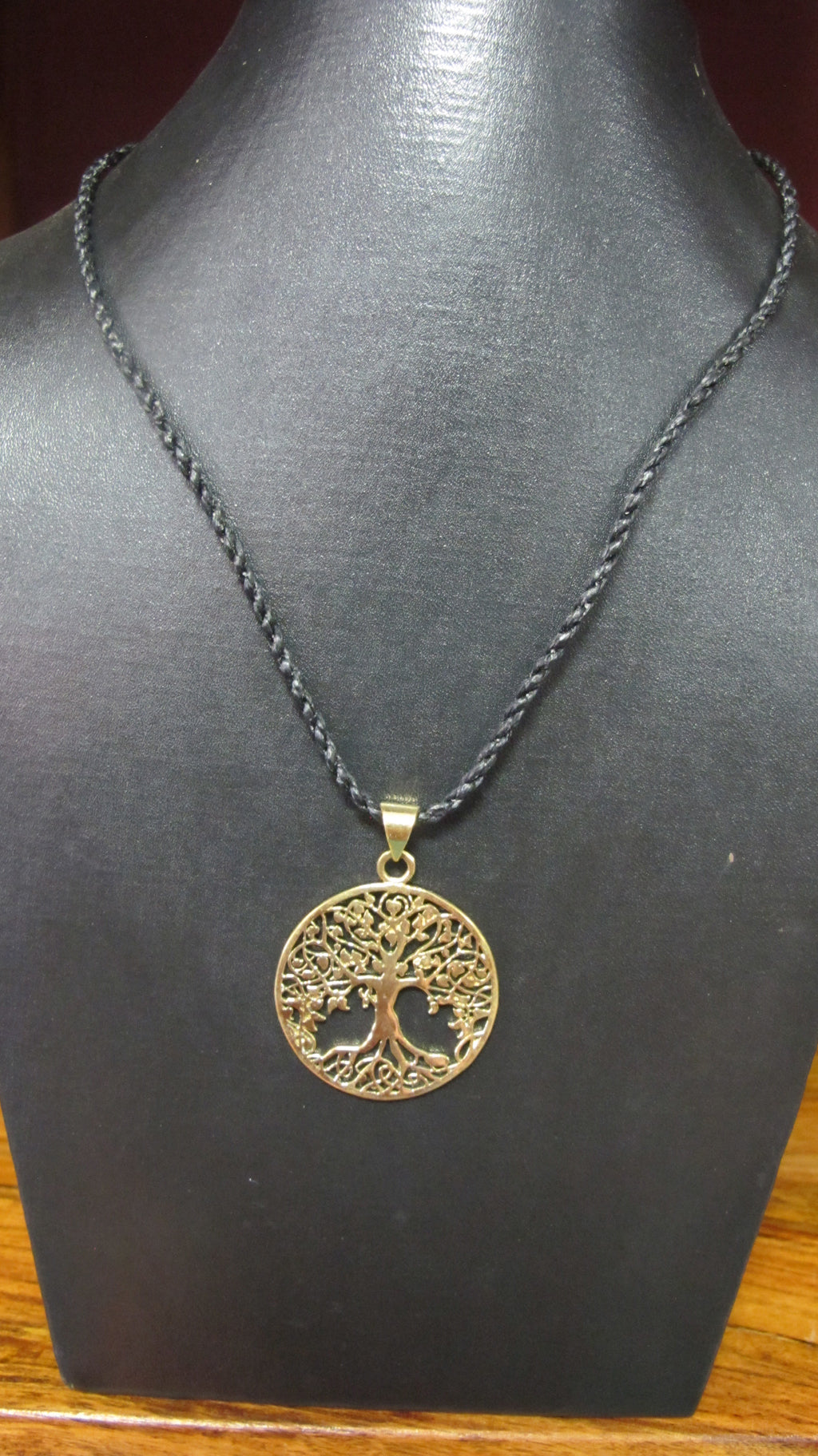 Brass Tree of Life pendant on leather