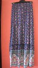 Load image into Gallery viewer, Long Blue Floral Gypsy Skirt