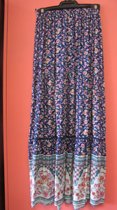 Long Blue Floral Gypsy Skirt