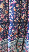 Load image into Gallery viewer, Long Blue Floral Gypsy Skirt