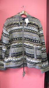 Handknit Fair Isle Wool Jacket With Hood