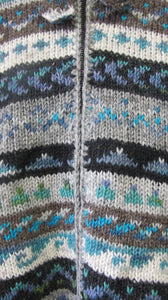 Handknit Fair Isle Wool Jacket With Hood