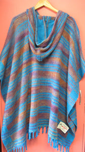 Striped soft poncho with hood