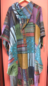 Patch Poncho With Pixie Hood