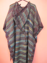 Load image into Gallery viewer, Long Soft Striped Poncho With Pixie Hood