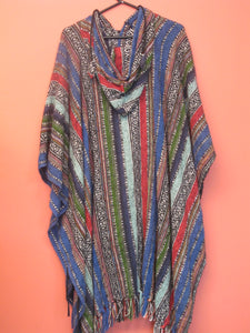 Striped Poncho with Hood