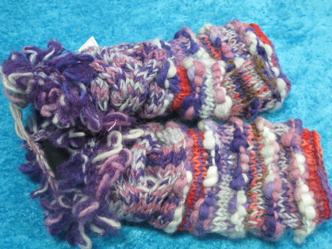 Chunky Purple Wool Knit Handwarmers