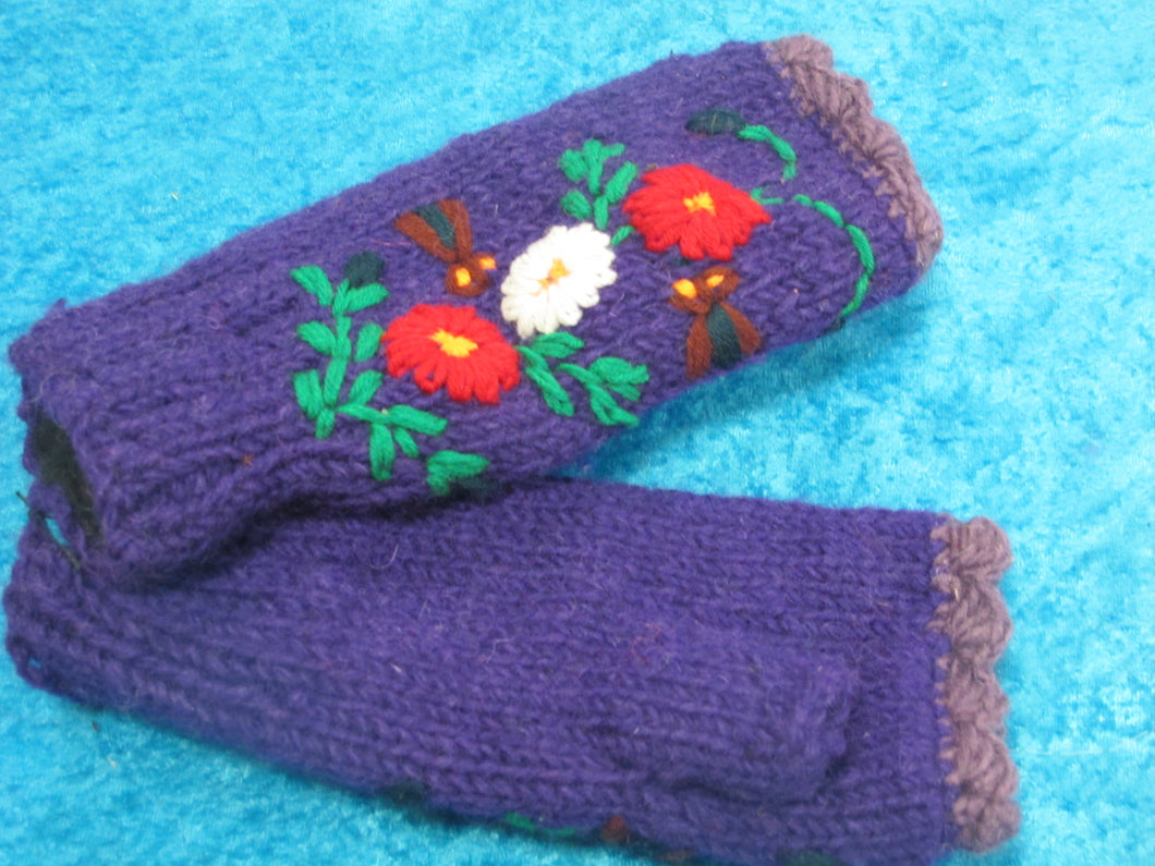 Embroidered Wool Handwarmers