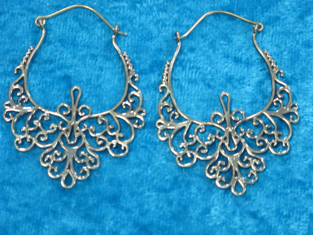 Brass Large Lace Earrings