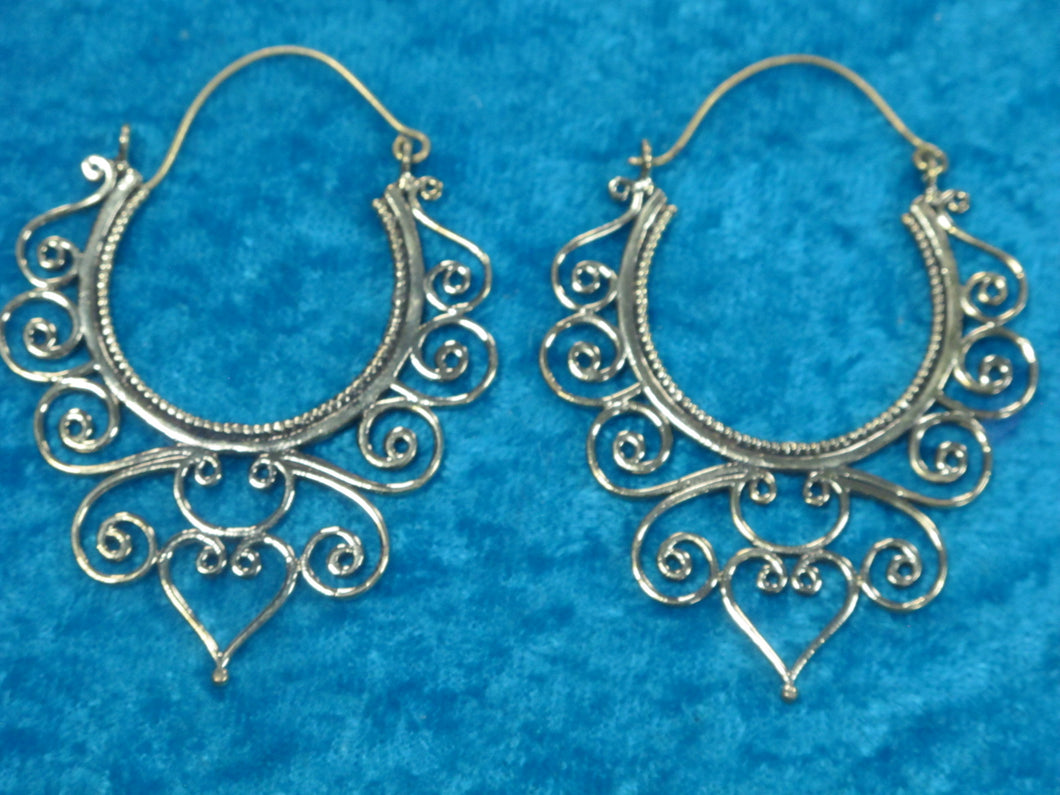 Brass Large Loopy Lace Earrings