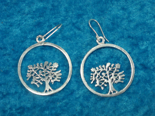 Silver Plated Tree Of Life Earrings