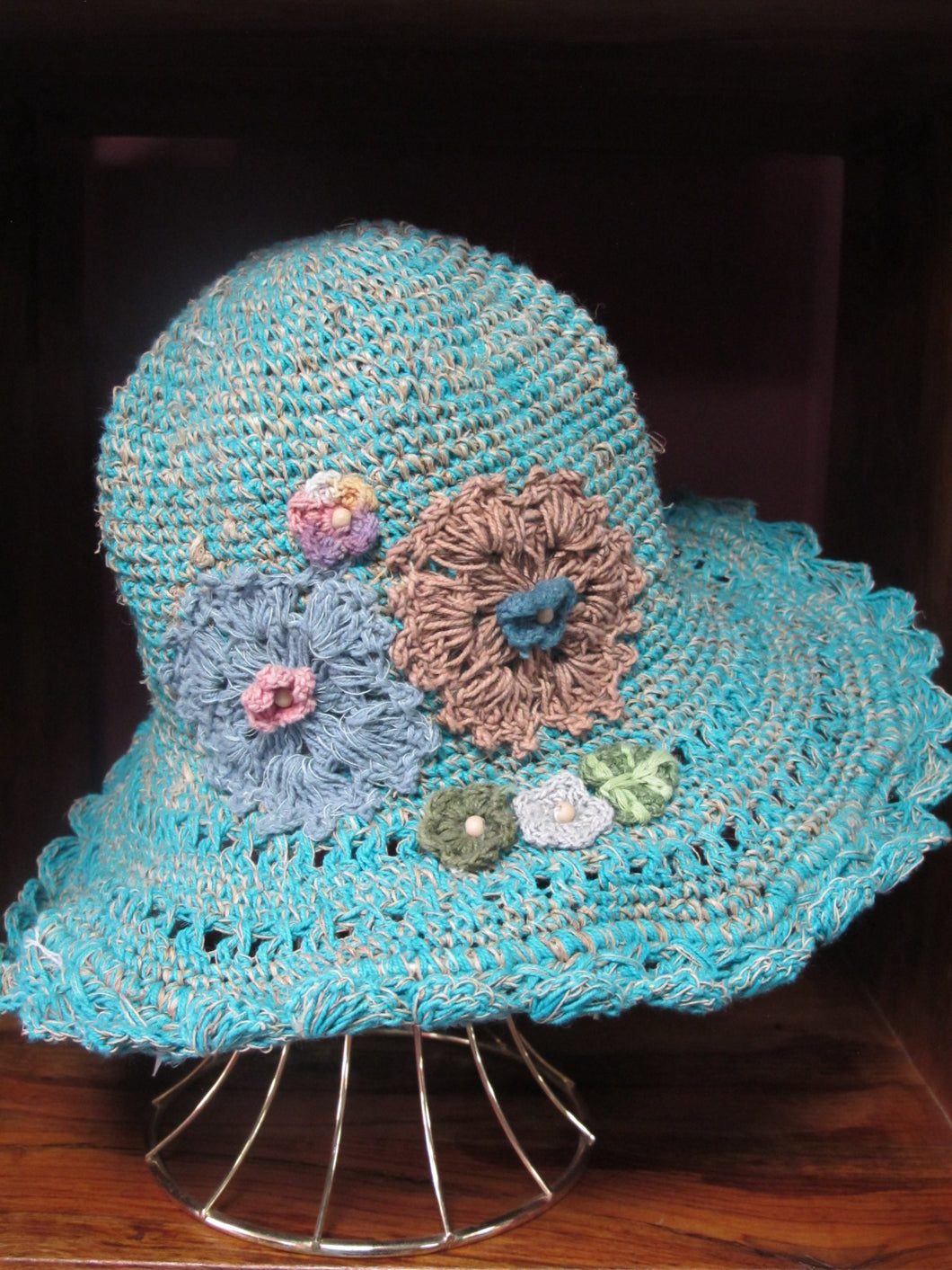 Hemp And Cotton Crochet Flower Hat