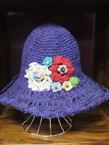 Hemp And Cotton Crochet Flower Hat