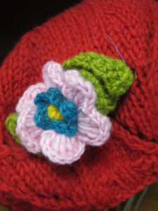 Wool Handknit Flower Beret