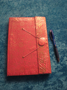 Pink Brocade Fabric Covered Journal