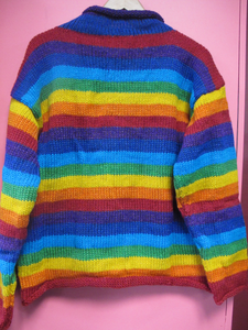 Rainbow knit wool roll neck jumper