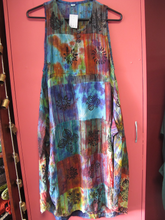 Load image into Gallery viewer, Cotton tie dye patch multicoloured pinafore dress